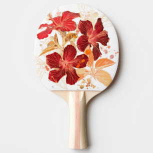 Raquette De Ping Pong Fleur de ketmie - peinture 2 d'aquarelle