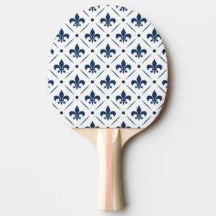 Raquette De Ping Pong Fleur De Lis bleu foncé motif sur arrière - plan b