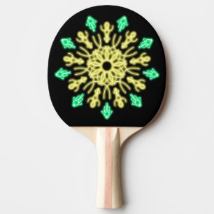Raquette De Ping Pong Fleur de néon jaune et vert