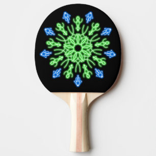 Raquette De Ping Pong Fleur de néon vert et bleu