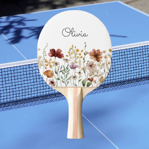 Raquette De Ping Pong Fleur Florale Jolie Aquarelle Personnalisée