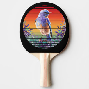 RAQUETTE DE PING PONG FLEUR FLORALE OISEAU VINTAGE