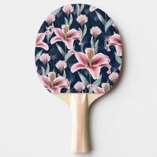 Raquette De Ping Pong Fleur Lilly Rose Motif sans couture.