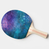 Raquette De Ping Pong Fleur Lotus Élégante Turquoise et Verte (Côté)