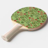 Raquette De Ping Pong Fleur motif, branche, feuille fleurie verte sans s (Devant Angle)