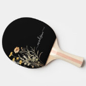 Raquette De Ping Pong Fleur sauvage Moderne Monogramme Noir Élégant (Côté)