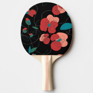 Raquette De Ping Pong Fleur sauvage Wonderland   motif de fleurs stylisé