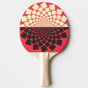 Raquette De Ping Pong Fleur stylisée : noir rouge ivoire