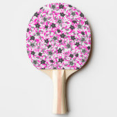Raquette De Ping Pong Fleurs abstraites rose pâle et gris blanc (Dos)