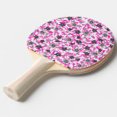 Raquette De Ping Pong Fleurs abstraites rose pâle et gris blanc (Devant Angle)