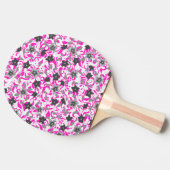 Raquette De Ping Pong Fleurs abstraites rose pâle et gris blanc (Côté)