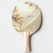 Raquette de ping pong Fleurs Blanches et Dorées (Dos)