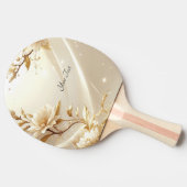Raquette de ping pong Fleurs Blanches et Dorées (Côté)