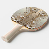 Raquette de Ping Pong Fleurs Blanches Modernes Per (Devant Angle)