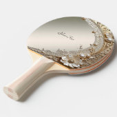 Raquette de Ping Pong Fleurs Blanches Modernes Per (Devant Angle)
