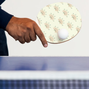 Raquette De Ping Pong Fleurs Bleues, Fleurs Rouges, Motif De Fleurs