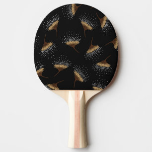 Raquette De Ping Pong Fleurs Brown, arrière - plan noir sans soudure.