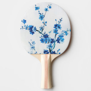 Raquette De Ping Pong Fleurs d'Aquarelle Bleue Delicate Belle