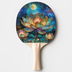 Raquette De Ping Pong Fleurs de lotus en verre coloré au clair de lune
