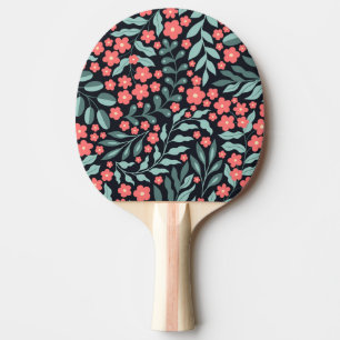 Raquette De Ping Pong Fleurs en fleurs de style rétro rose dans le style