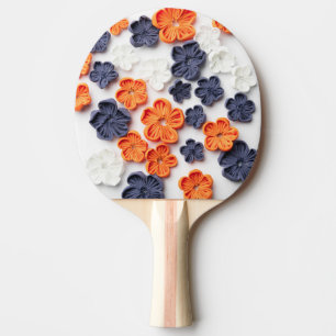 Raquette De Ping Pong Fleurs en tissu cousu à la main printemps orange b