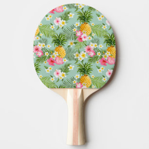 Raquette De Ping Pong Fleurs et ananas tropicaux