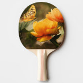 Raquette De Ping Pong Fleurs Jaunes Profondes et Lumineuses avec Papillo (Dos)