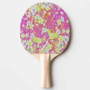 Raquette De Ping Pong Fleurs Jaunes Roses, Florales Pour Toujours Printe