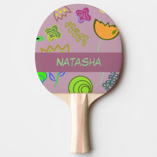 Raquette De Ping Pong Fleurs mignonnes sur violet (Devant)