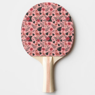 Raquette De Ping Pong Fleurs motifs et feuilles flamands roses