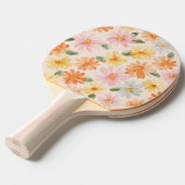 Raquette De Ping Pong Fleurs Rose Jaune Bleu Pêche (Devant Angle)
