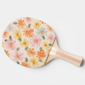 Raquette De Ping Pong Fleurs Rose Jaune Bleu Pêche (Côté)