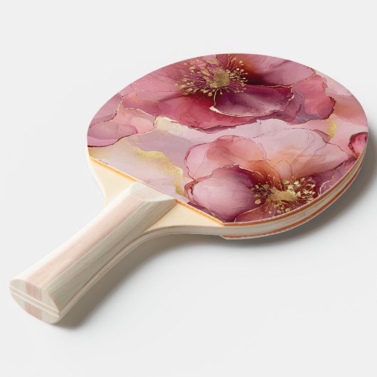 Raquette De Ping Pong Fleurs roses Bourgogne (Devant Angle)