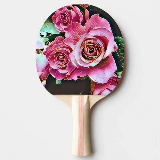 RAQUETTE DE PING PONG FLEURS ROSES ROSES ROSES ROSES (Devant)
