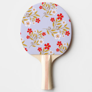 Raquette De Ping Pong Fleurs rouges jolies de style vintage sur motif bl
