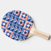 Raquette De Ping Pong Fleurs stylisées rétro : motif en mosaïque. (Côté)