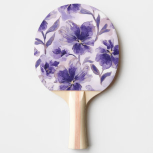 Raquette De Ping Pong Fleurs violettes aquarelle fleurs violettes peinte
