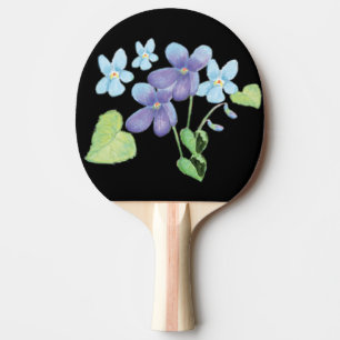 Raquette De Ping Pong Fleurs violettes sauvages Illustration noir