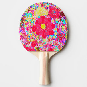 Raquette De Ping Pong Fleurs vives et colorées