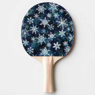Raquette De Ping Pong Flocons de neige tombant profonde nuit d'hiver mag