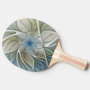 Raquette De Ping Pong Floral Dream Motif Abstrait Blue Khaki Fractal