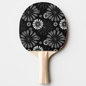 Raquette De Ping Pong Floral noir et blanc rétro (Dos)