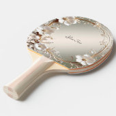 Raquette de ping pong florale blanche ornée (Devant Angle)