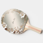Raquette de ping pong florale blanche ornée (Côté)