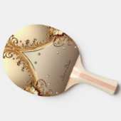 Raquette de ping pong florale ornée dorée (Côté)