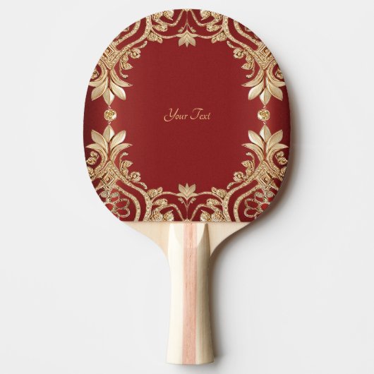 Raquette de ping pong florale rouge or moderne (Devant)