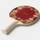 Raquette de ping pong florale rouge or moderne (Devant Angle)
