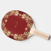 Raquette de ping pong florale rouge or moderne (Côté)