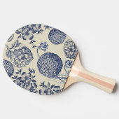 Raquette De Ping Pong Flore d'impression florale de fleurs bleues antiqu (Côté)