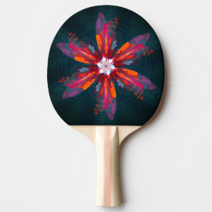 Raquette De Ping Pong Flore Mandala Flowers Orange Red Blue Abstract